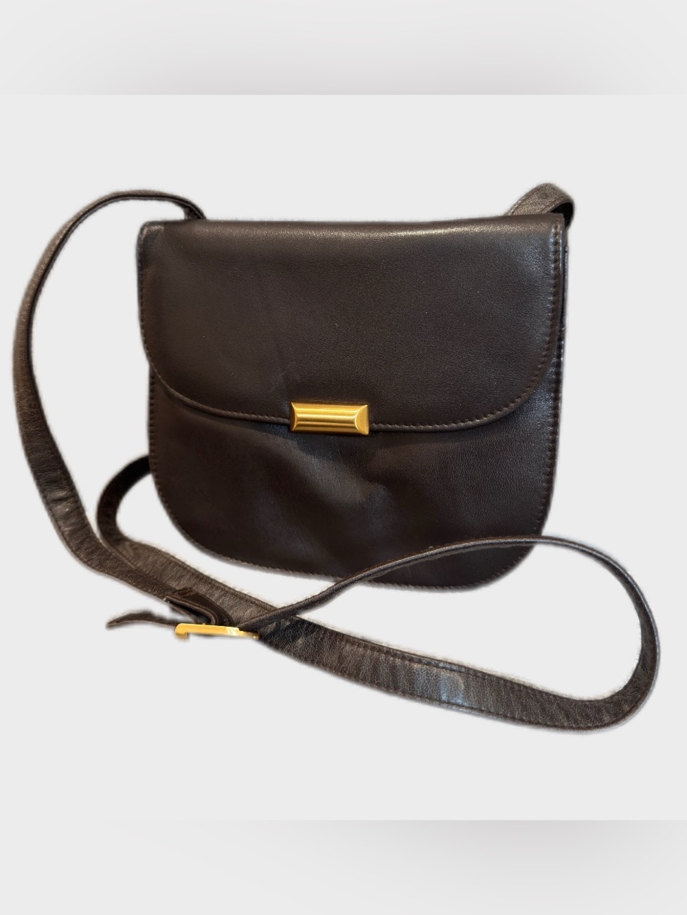 Vintage Worthington Dark Brown Leather Crossbody Organizer Bag
